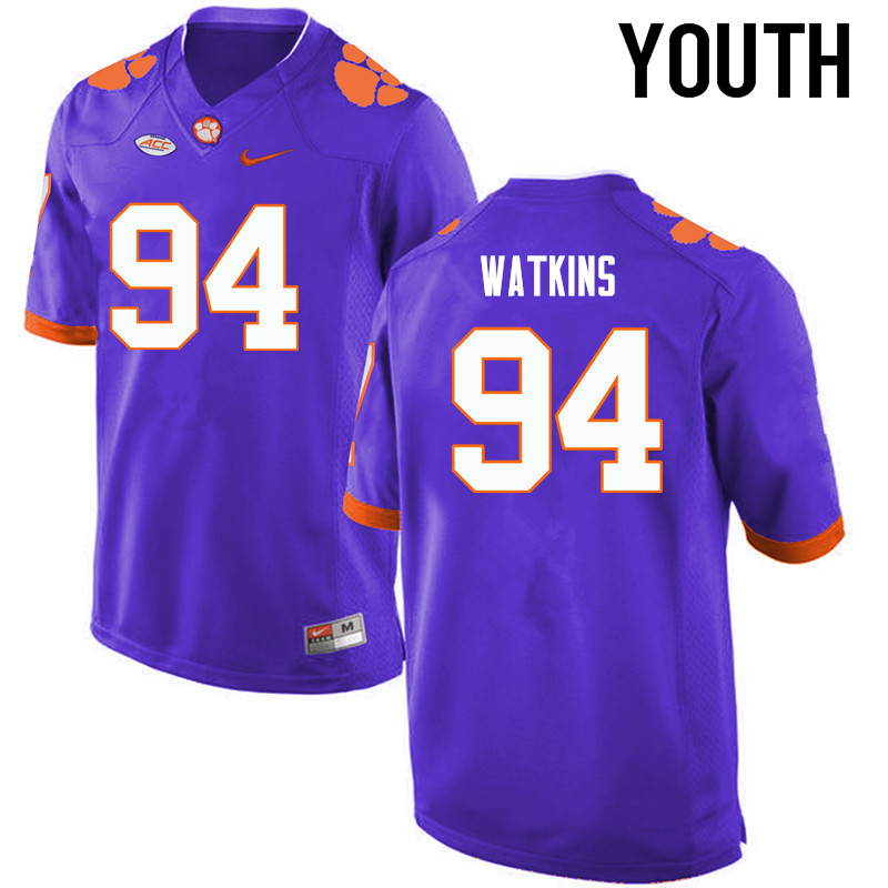 Youth Clemson Tigers #94 Carlos Watkins College Football Jerseys-Purple - Click Image to Close